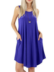 Women's Pajamas Nightgown Nighty Pjs Pure Color Comfort Soft Home Daily Cotton Crew Neck Sleeveless Pocket Spring Summer Blue Purple