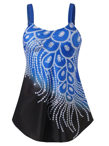 Women's Swimwear Tankini 2 Piece Plus Size Swimsuit Slim Printing for Big Busts Floral Blue Pink Yellow Royal Blue Red Padded Strap Bathing Suits New Fashion Sexy / Padded Bras