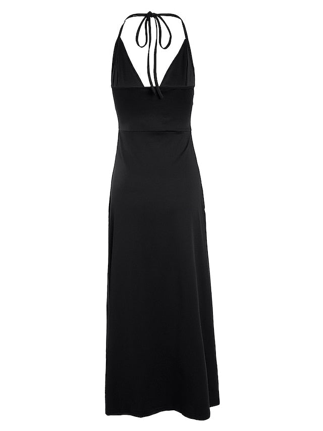 Women's Party Dress Sheath Dress Sexy Dress Long Dress Maxi Dress Black Sleeveless Pure Color Backless Summer Spring Fall Spaghetti Strap Hot Party Evening Party Slim