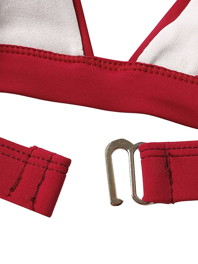 Women's Swimwear Bikini 2 Piece Normal Swimsuit Backless High Waist Solid Color Black Blue Pink Yellow Wine Padded Bathing Suits Sexy Fashion Sexy / New / Padded Bras