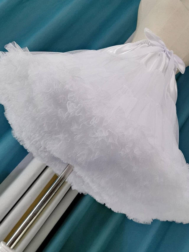 Women's Petticoat Mini Organza White Skirts Ruffle Layered Tulle Fashion Performance Casual Daily One-Size