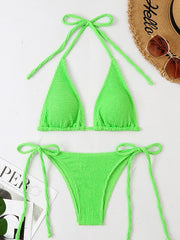 Women's Swimwear Bikini 2 Piece Normal Swimsuit Open Back Solid Color Green Black Blue Purple Yellow Camisole Strap Bathing Suits New Casual Vacation / Sexy / Modern / Padded Bras