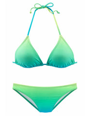 Women's Swimwear Bikini 2 Piece Normal Swimsuit Halter 2 Piece Open Back Sexy Printing Gradient Color Red Green Halter V Wire Bathing Suits Sexy Vacation Fashion