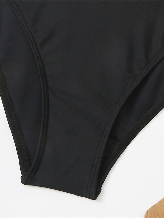 Women's Swimwear One Piece Monokini Normal Swimsuit Polka Dots Modest Swimwear Tummy Control Open Back Printing Polka Dot Black Strap Bathing Suits New Vacation Fashion