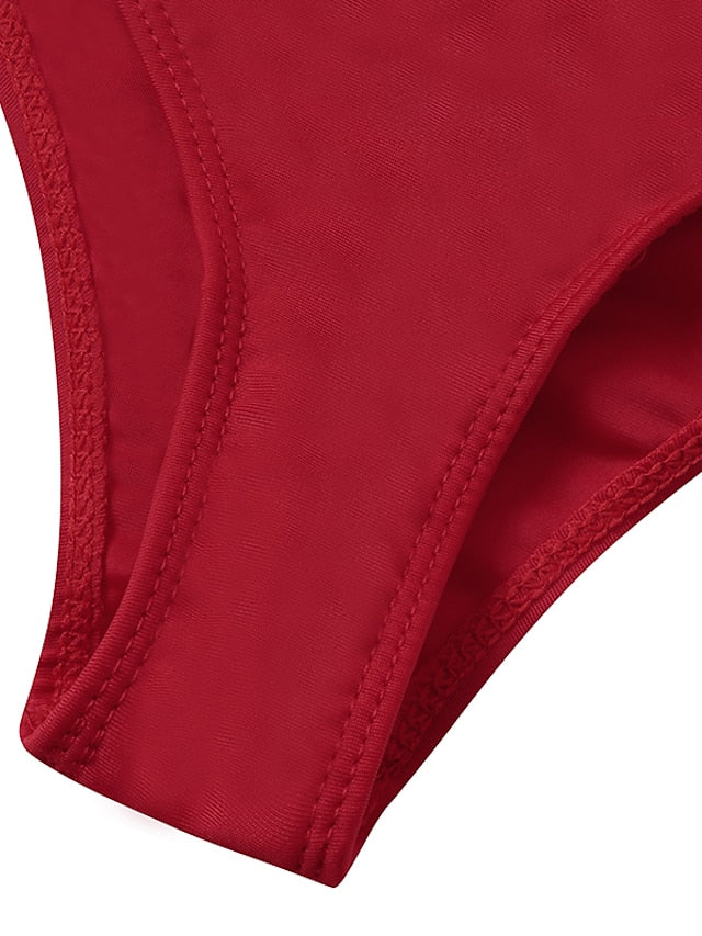 Women's Swimwear Bikini 2 Piece Normal Swimsuit Backless High Waist Solid Color Black Blue Pink Yellow Wine Padded Bathing Suits Sexy Fashion Sexy / New / Padded Bras