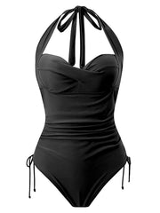 Women's Swimwear One Piece Normal Swimsuit Quick Dry Tummy Control Plain Black Navy Blue Green Bodysuit Bathing Suits Sports Beach Wear Summer