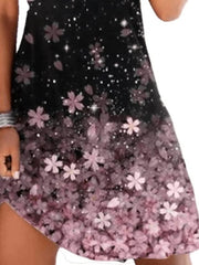 Fashion Shine Floral Print Crew Neck Outdoor Daily Sleeveless Dress For Womens