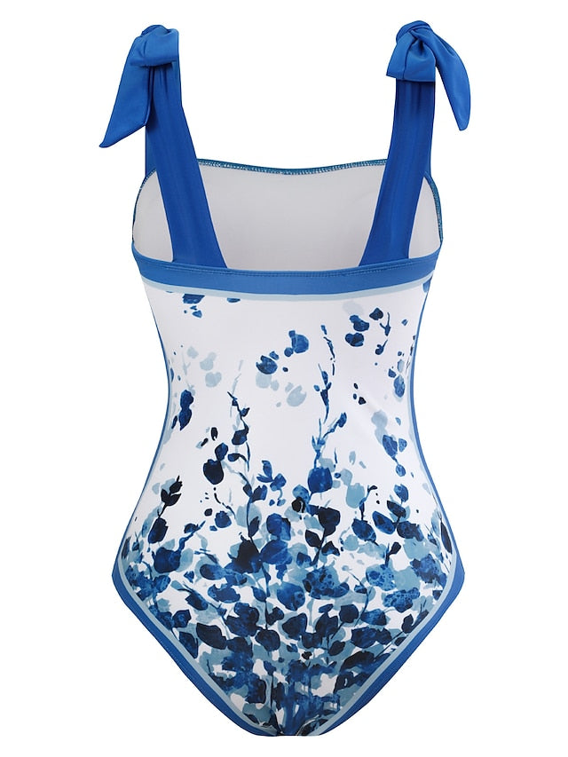Women's Swimwear One Piece 2 Piece Normal Swimsuit Printing Floral Black Navy Blue Blue Bodysuit Bathing Suits Elegant Beach Wear Summer