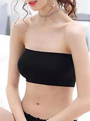 Women's Tube Bra Full Coverage Scoop Neck Breathable Pure Color Pull-On Closure Casual Daily Nylon 1PC White Black , Bras & Bralettes , 1 PC