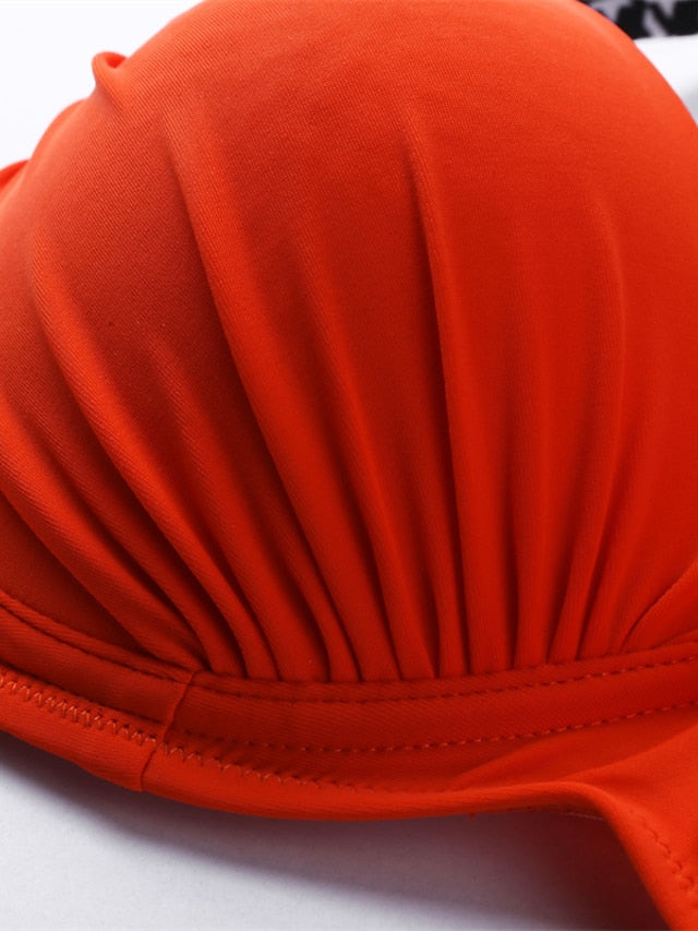 Women's Swimwear Bikini 2 Piece Normal Swimsuit Backless Printing Houndstooth Stripe Light Blue Yellow Pink Red Blue Strap Bathing Suits New Vacation Sexy