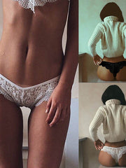 Women's Sexy Panties 1 PC Underwear Sexy Lace Pure Color Nylon Low Waist Plus Size Sexy Black White