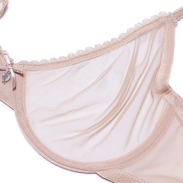 Women's Bras & Bralettes Lace Bras Underwire Bra 3,4 Cup Solid Color Micro-elastic Breathable Casual Daily Flesh-colored , 1 PC