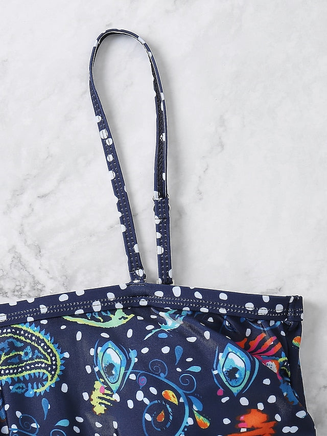 Women's Swimwear Tankini 2 Piece Normal Swimsuit Modest Swimwear Slim Dot Orchid 41 Blue dot 41 Bathing Suits New Casual Sexy / Padded Bras