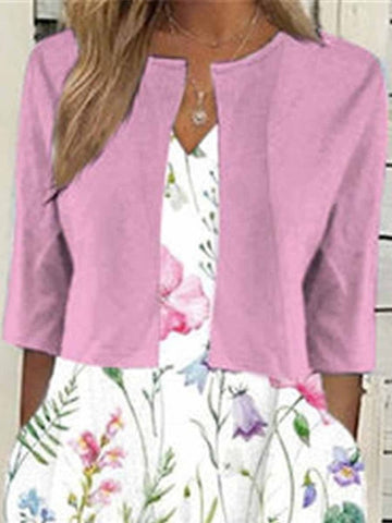 Women's Two Piece Dress Set Casual Dress Print Dress Outdoor Daily Fashion Elegant Pocket Print Midi Dress V Neck Half Sleeve Floral Regular Fit Pink Blue Summer Spring Print Dress Sets