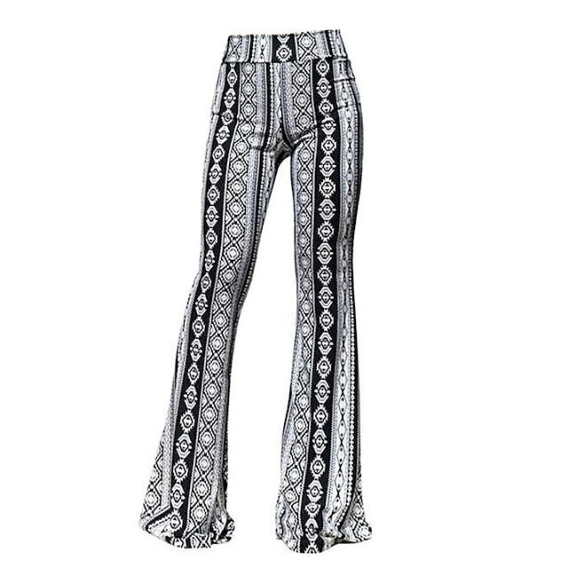 Women's Fashion Flare Chinos Print Comfort Mid Waist Slim Pants