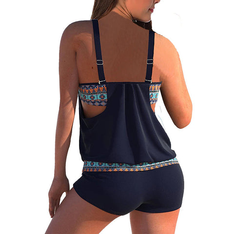 Women's Swimwear Swim Dress 2 Piece Normal Swimsuit Backless 2 Piece Printing Adjustable Print Multi Color Light Blue Black Royal Blue Blue Orange Padded Strap Bathing Suits Sexy Vacation Colorful