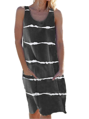Women's Sleeveless Striped Simple Sport Casual Dress