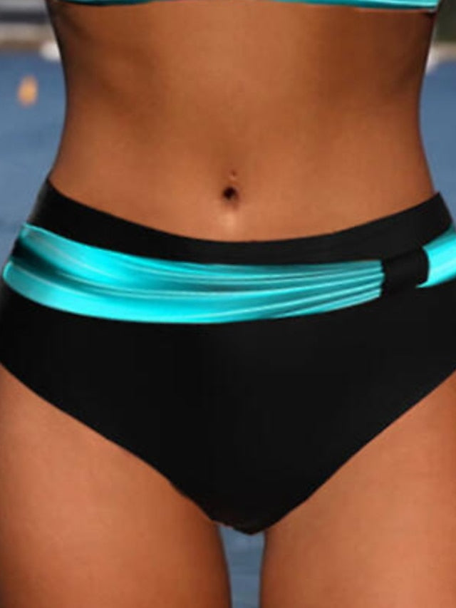 Women's Swimwear Bikini 2 Piece Normal Swimsuit Halter 2 Piece Sexy High Waisted Striped Light Blue Padded V Wire Bathing Suits Sports Vacation Beach Wear