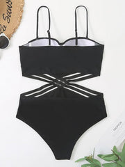 Women's Swimwear One Piece Monokini Normal Swimsuit Cut Out Plain Black Bodysuit Bathing Suits Sports Beach Wear Summer
