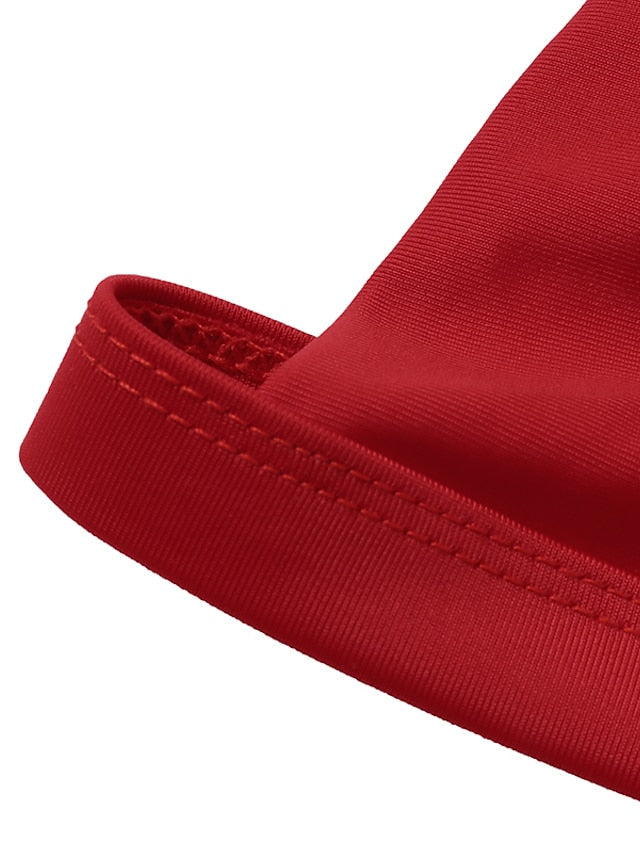 Women's Swimwear Bikini 2 Piece Normal Swimsuit Backless High Waist Solid Color Black Blue Pink Yellow Wine Padded Bathing Suits Sexy Fashion Sexy / New / Padded Bras