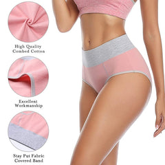 Women‘s High Waisted Cotton Underwear Soft Breathable Panties Stretch Briefs Regular & Plus Size 1 Piece