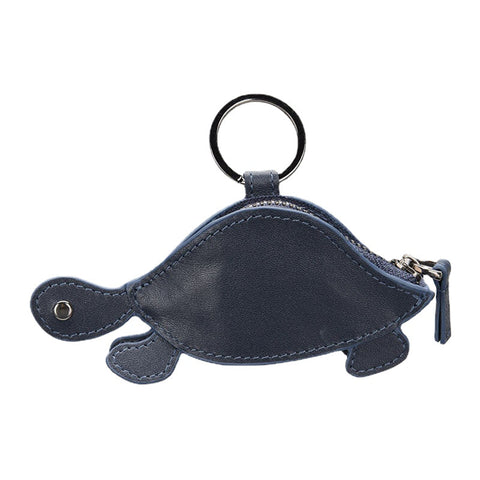 Women Genuine Leather Cowhide Cute Cartoon Turtle Pattern Storage Bag Coin Keychain