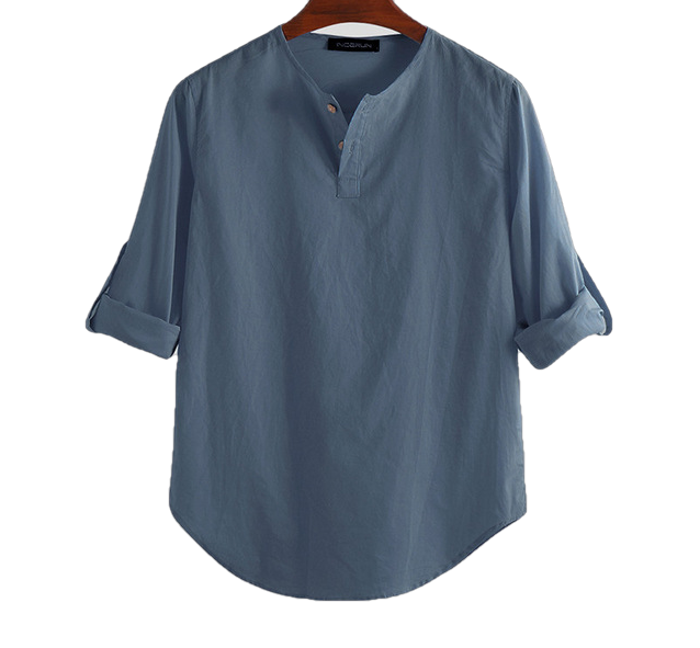 Cotton Solid Basic Men Tops Leisure Casual Shirt - Sheseelady