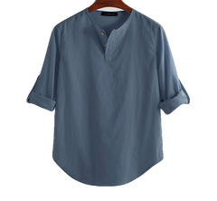 Cotton Solid Basic Men Tops Leisure Casual Shirt - Sheseelady