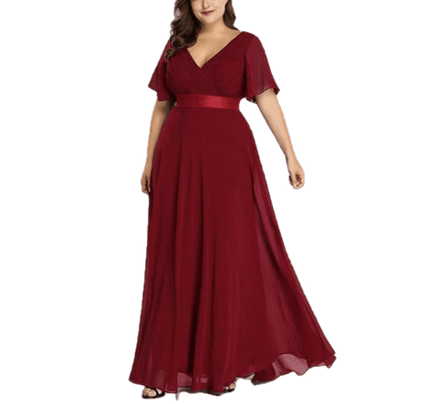 Long Ever Pretty V-Neck Chiffon A-Line Robe Party Gowns