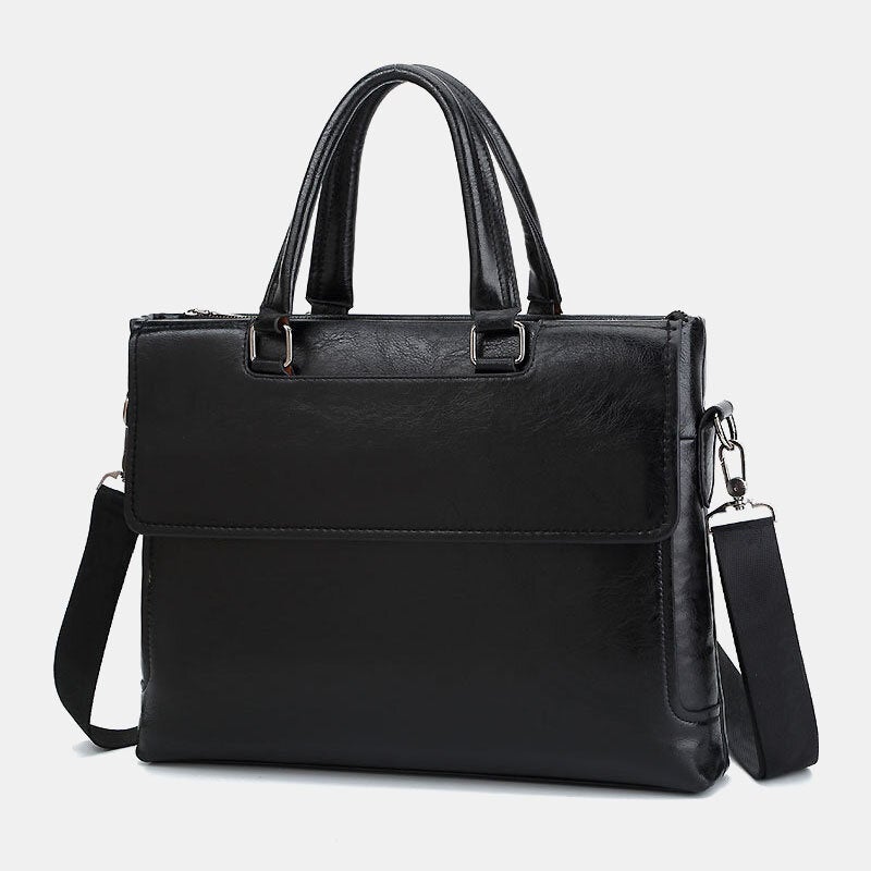 Men's Vintage Leather Anti-theft Waterproof 14" Laptop Briefcase Crossbody Bag