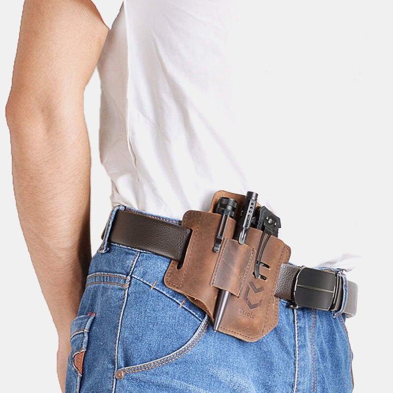 Men's Leather EDC Belt Loop Multitool Sheath Bag