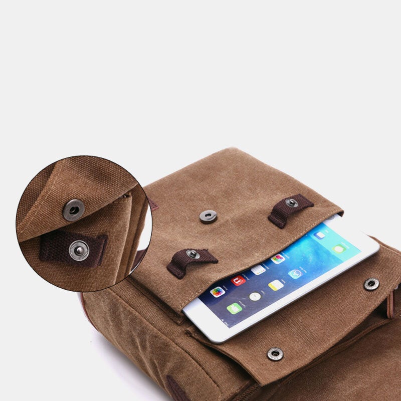 Men's Anti-theft Canvas Crossbody Bag, Large Capacity, Fits 6.3" Phone, Casual Shoulder Bag