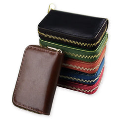 Genuine Leather Card Holder Portable Zipper Short Purse Wallets Coin Bags