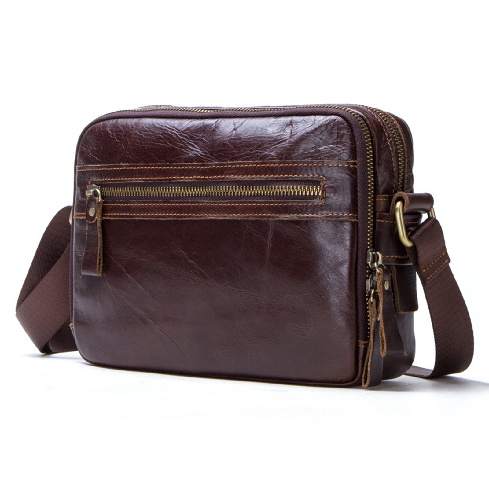 Men's Vintage Leather Business Crossbody Bag - Large Capacity Multifunctional Shoulder Messenger