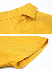Solid Color Button Pocket High Elastic Waist Loose Jumpsuit