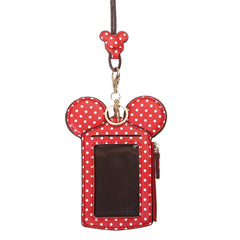 Women PU Leather Mouse Shape Polka Dot Pattern Multi-card Slot Card Holder Coin Purse Crossbody Bags