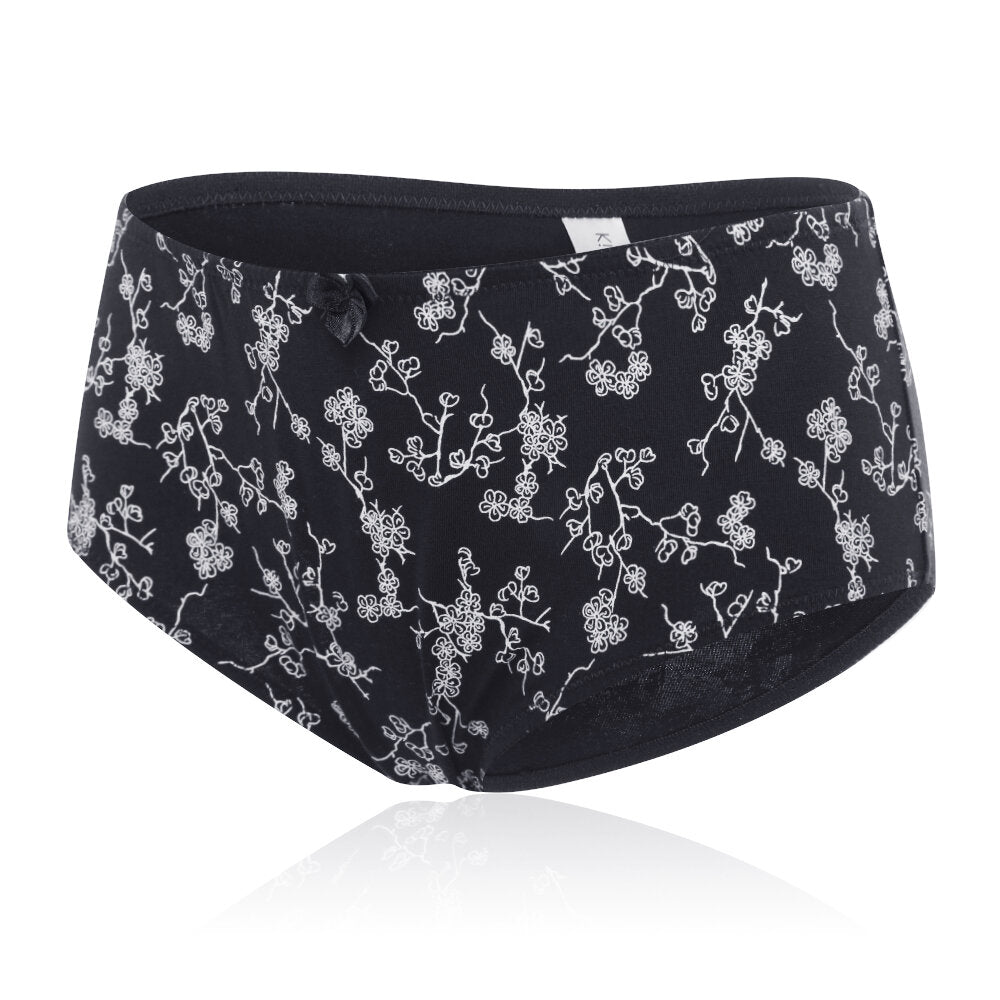 Cotton Floral Printing Mid Waist Full Hip Breathable Panties