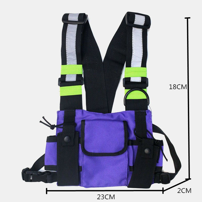 Men Women Oxford Vest Reflective Tactical Chest Bag Crossbody Bag Cool Bag