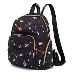 Women Nylon Starry Sky Pattern Backpack Outdoor Shoulder Bag Travel