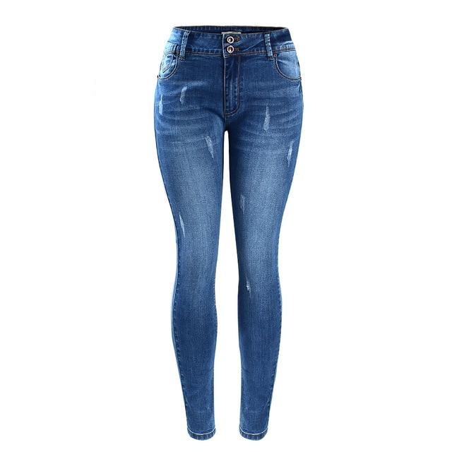 Basic Chic Style Fading Stretch Skinny Ture Denim Jeans - Sheseelady