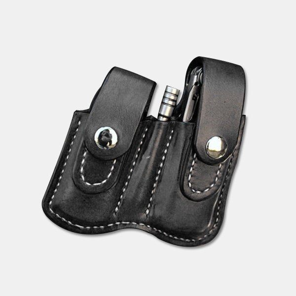 Men's Genuine Leather EDC Tooling Belt Bag for Outdoor Use