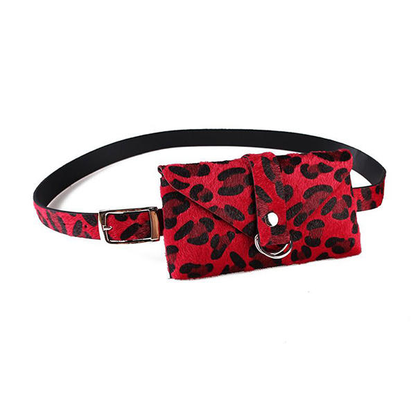 Leopard Pattern Plush Waist Bag Phone Chest For Women