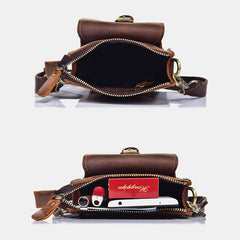 Men's Vintage Leather Crossbody Bag - Durable Multi-functional Waist Belt Bag