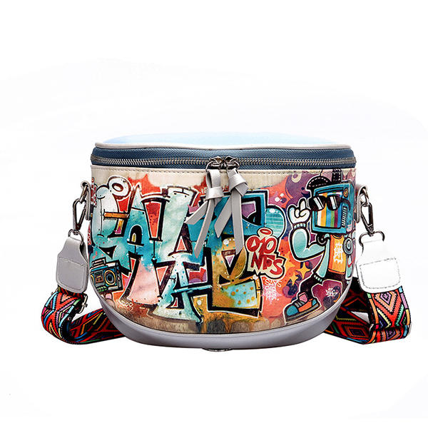 Women Fashion Multi-carry Bag Hip-Hop Graffiti Colorful Crossbody