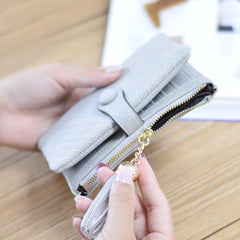 Women Durable Pu Leather Wallet Zipper Coin Card Holder Purse
