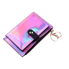 Fashion Women's Mini Zippered Purse With Keychain For Money Credit Card