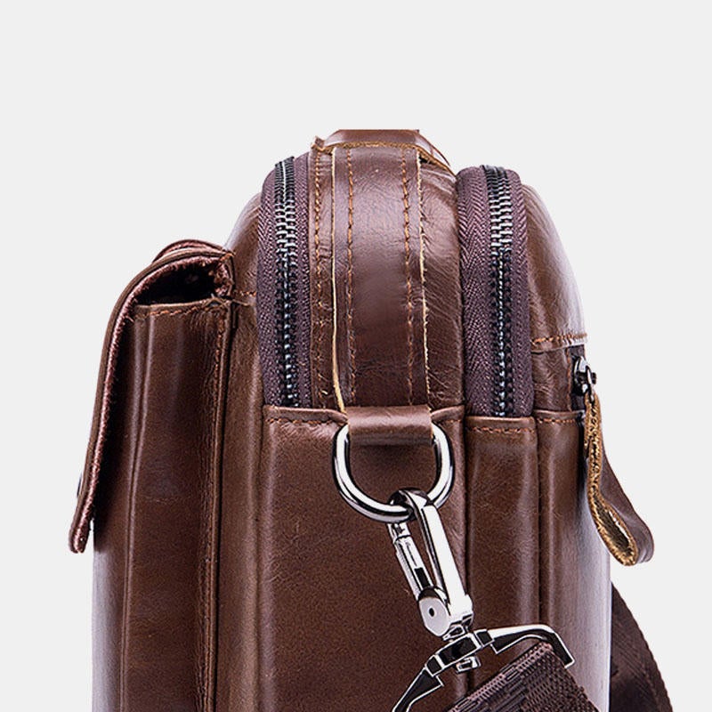 Men's Vintage Leather Business Crossbody Handbag for Work