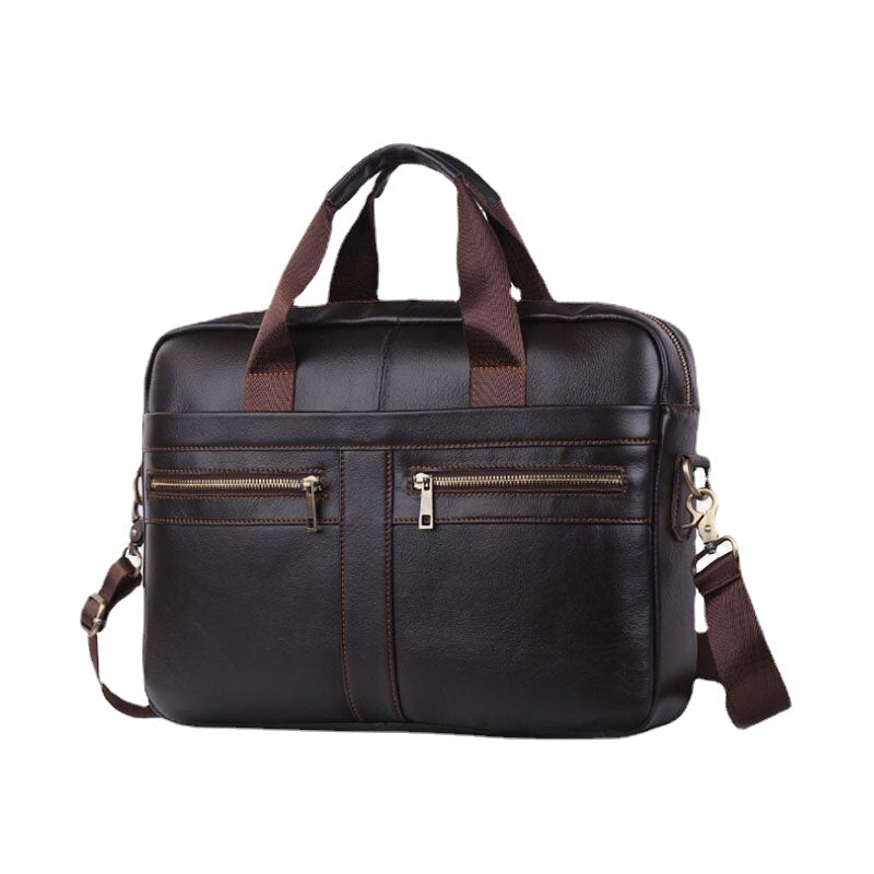 Men's Genuine Leather Multi-Function Travel Handbag & Crossbody Bag