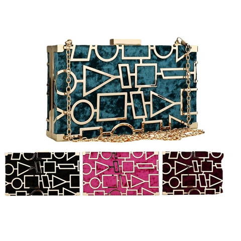Stylish Elegant Ladies' Zinc Alloy Box Clutches With Geometric Pattern