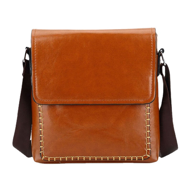 Men's Waterproof PU Leather Crossbody Bag with Anti-theft Pocket, Large Capacity, Wear-resistant